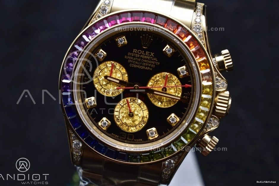 Daytona Best 116598RBOW Dial ZF Edition on SH Diamonds Rainbow 1:1 779 Bracelet YG Timeless Black 0713